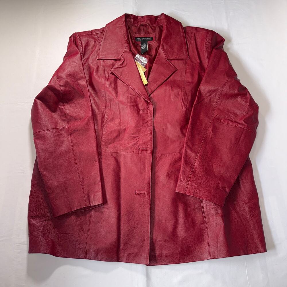 NWT Dialogue Red Genuine Leather Coat Size 3X